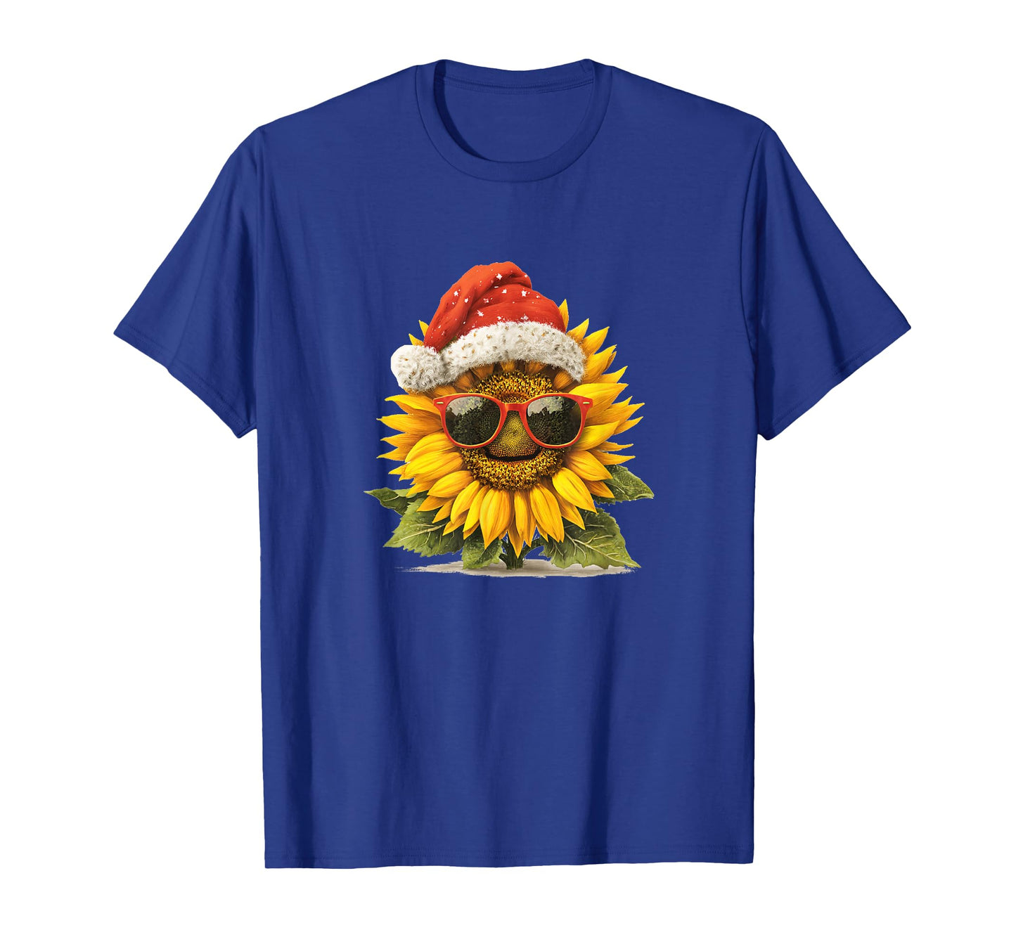 Nice Festive Sunflower with Santa Claus Hat Costume T-Shirt