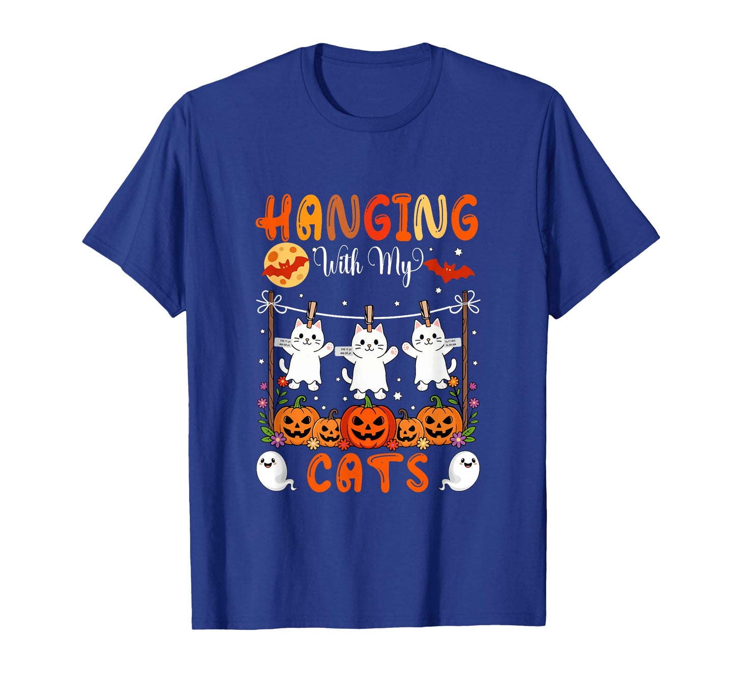 Hanging with My Cats As Boo Carved Pumpkins Halloween T-Shirt