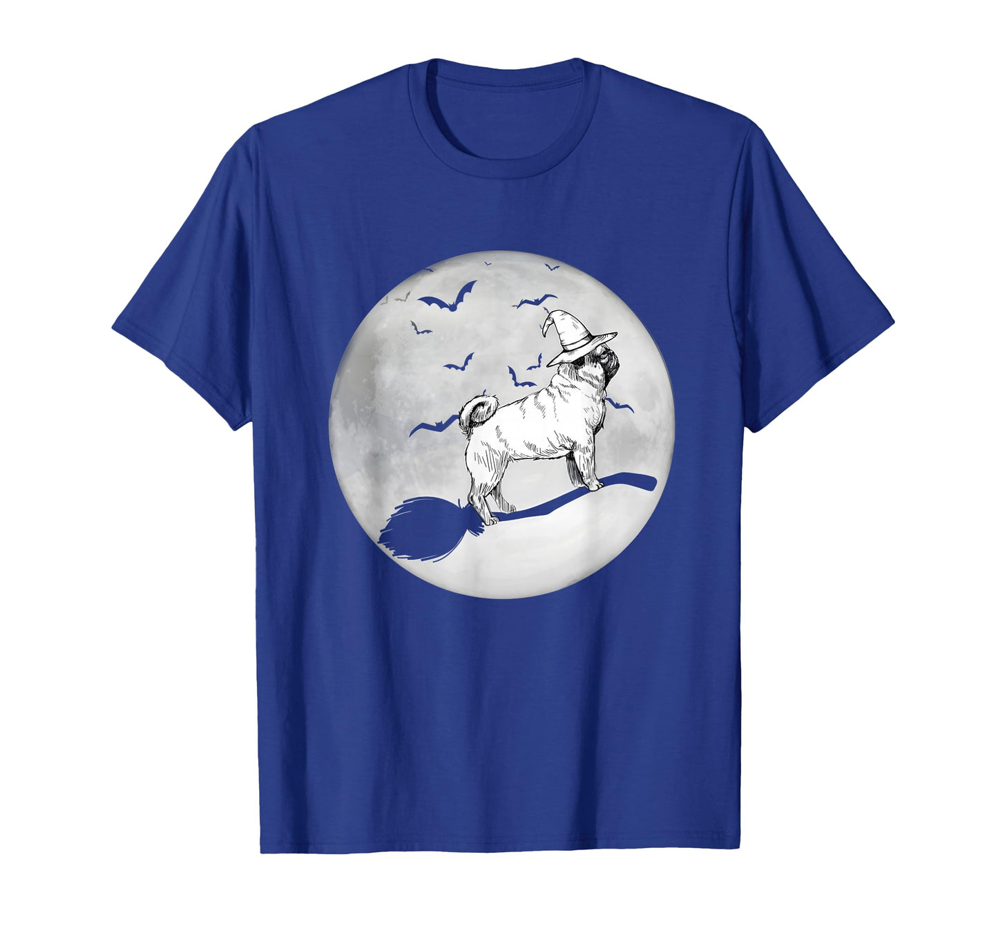 Funny Halloween Witch Pug Moon Trick Or Treat Spooky Vibes T-Shirt