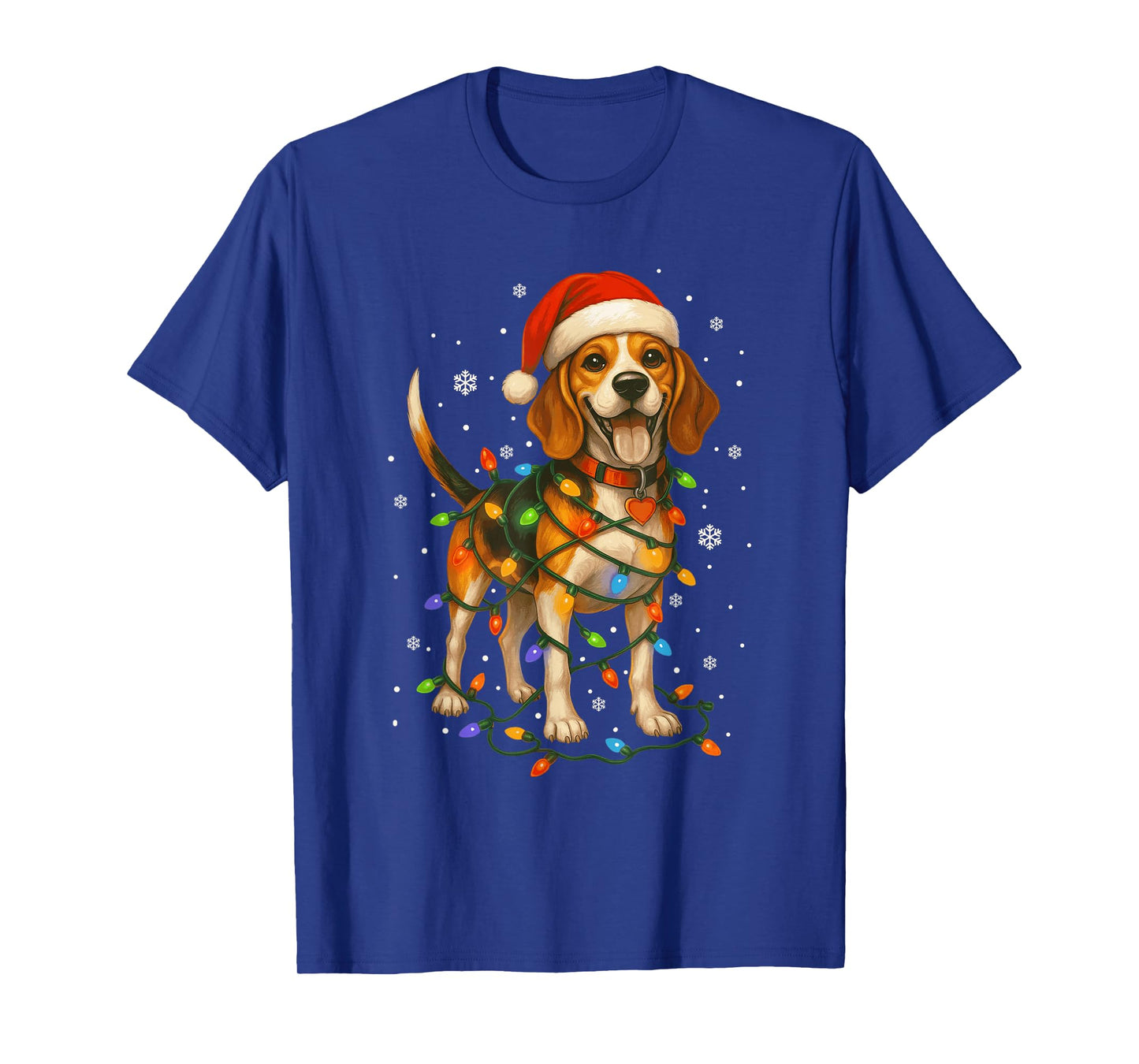 Foxhound Dog Santa Hat Christmas Lights Xmas Men Boys Kids T-Shirt