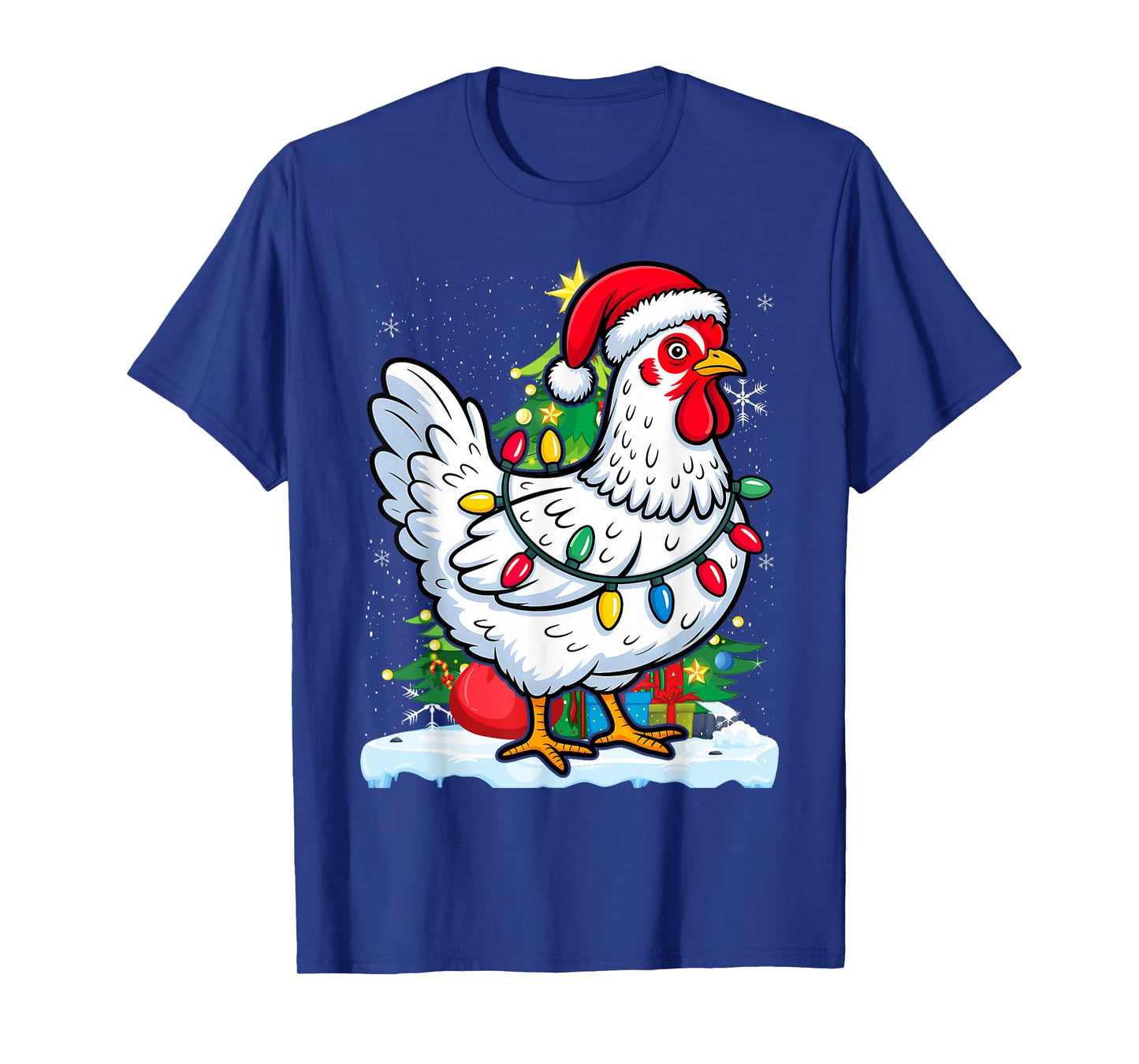 Santa Chicken Christmas Lights Farmer Xmas Lover T-Shirt