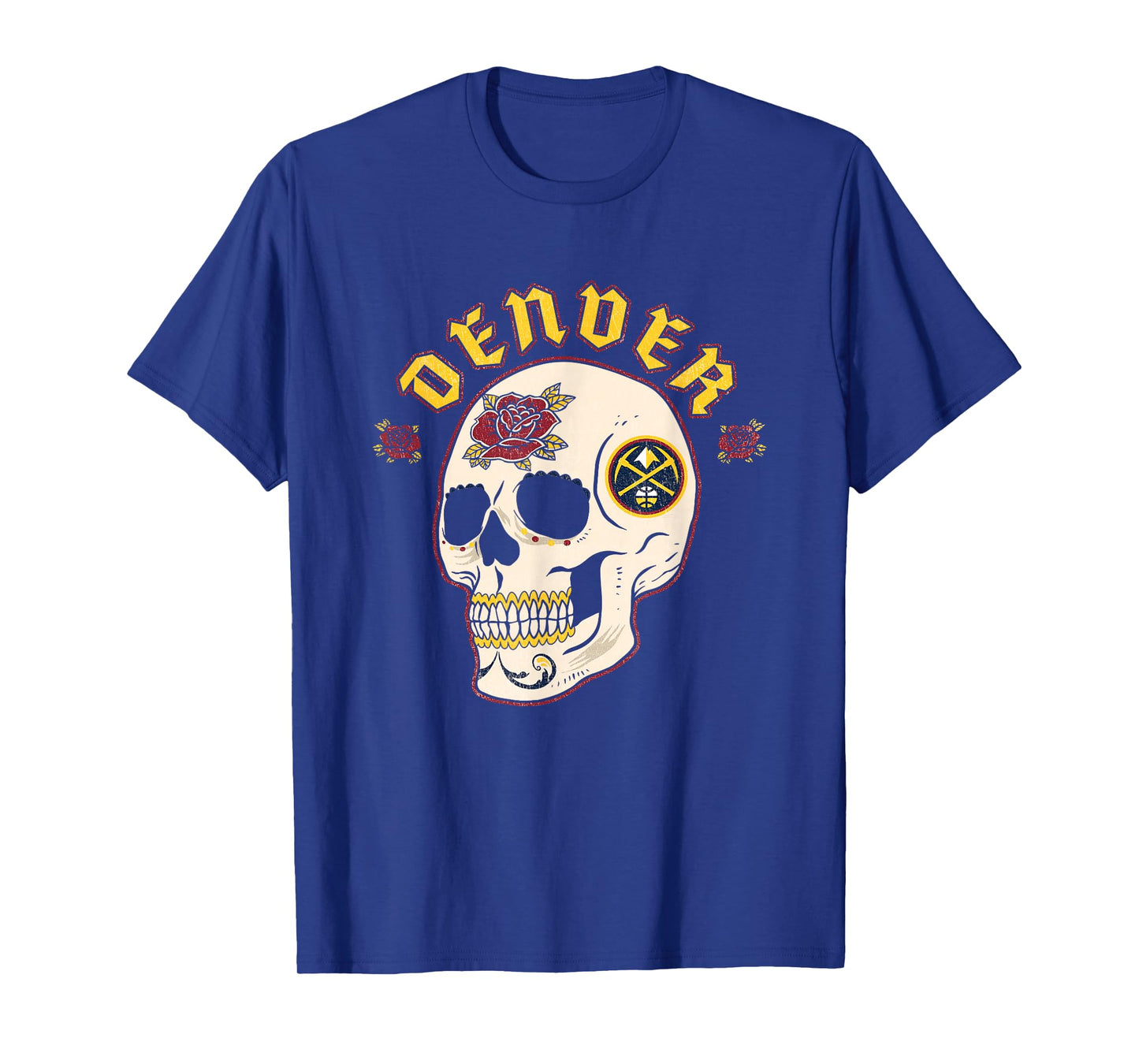 NBA Denver Nuggets Halloween Floral Skull T-Shirt