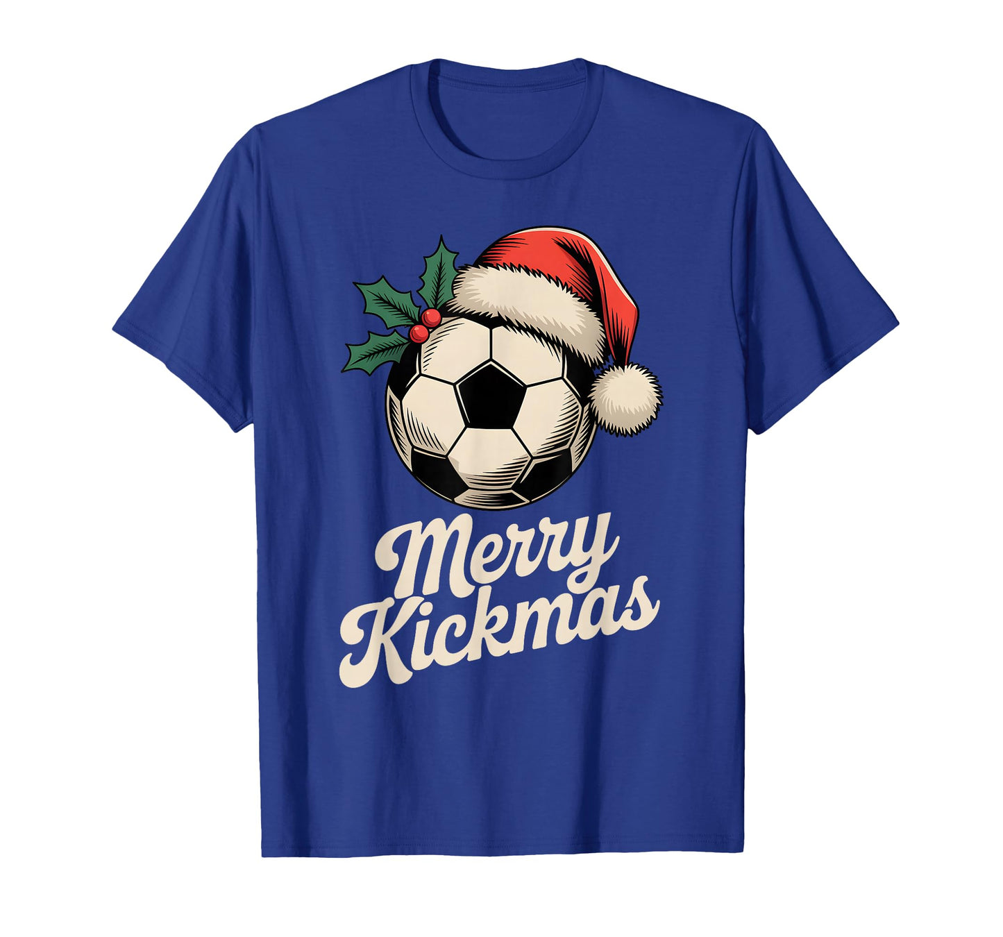 Merry Kickmas Christmas Funny Santa Soccer Ball Graphic T-Shirt