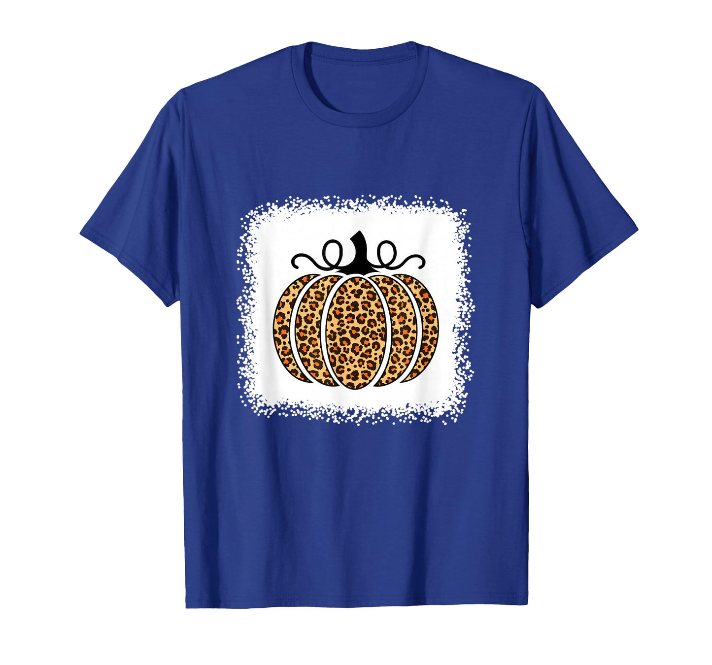 Halloween Pumpkin Bleached Leopard Print for Women Teen Girl T-Shirt