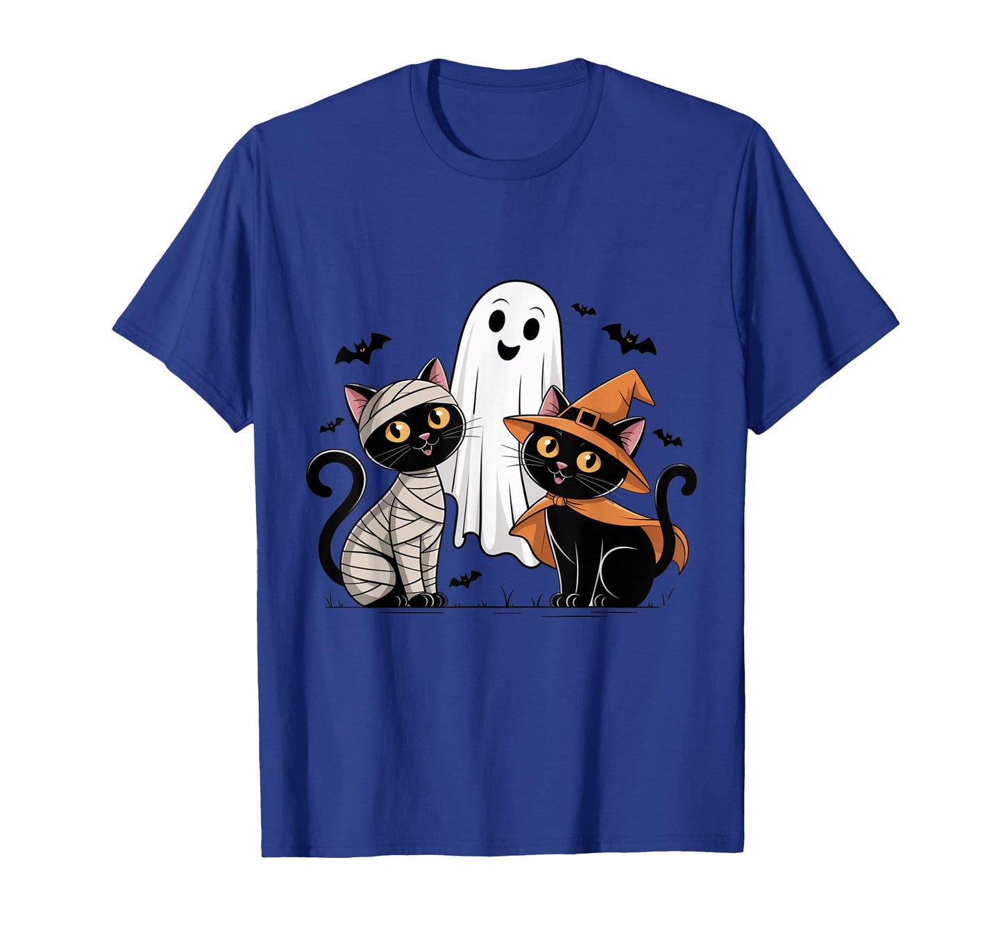 Spooky Black Cat Ghost Witch Halloween Haunted Vibes T-Shirt