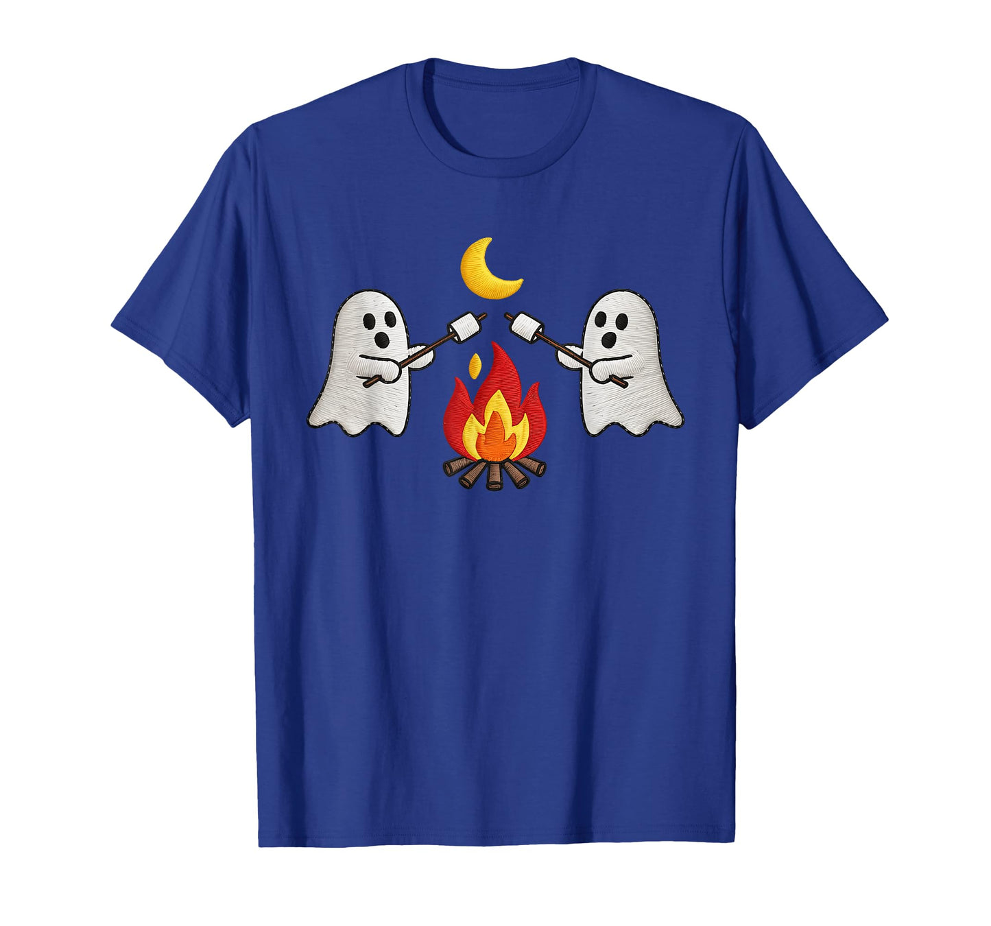 Ghost Campfire Camping Lover Embroidered Halloween Costumes T-Shirt