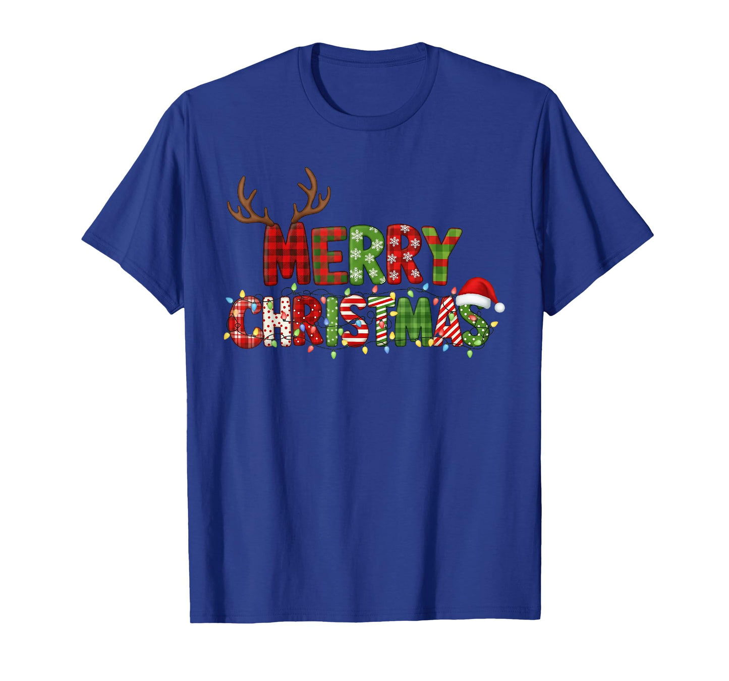 Merry Christmas Reindeer Xmas Family Pajamas Buffalo Plaid T-Shirt
