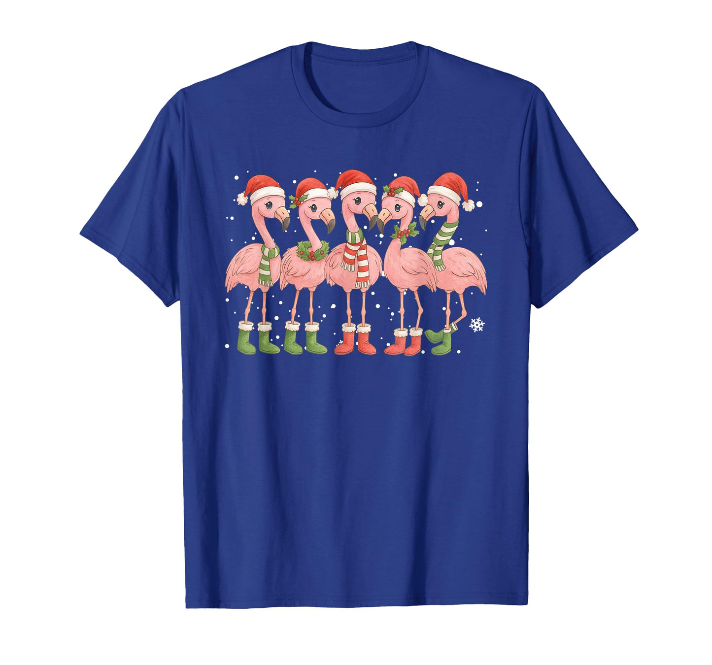 Funny Flamingo Santa Hat Christmas Holiday Family Pajama T-Shirt