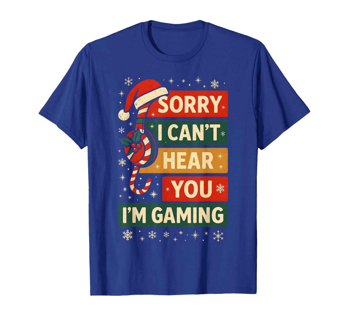 Funny Gaming Holiday Cane Candy Headset Artwork T-Shirt