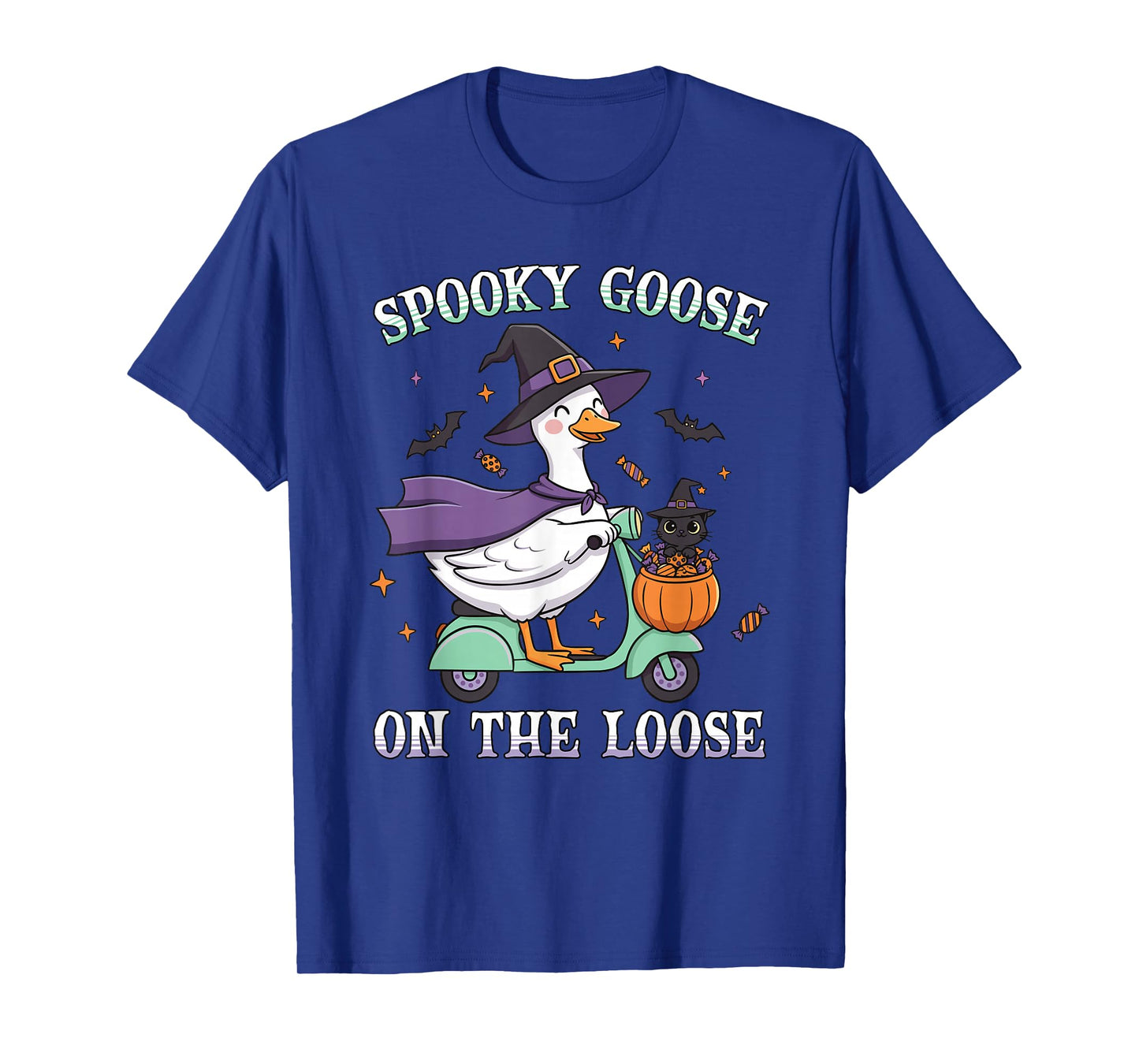 Spooky Goose On The Loose Funny Silly Animal Halloween Witch T-Shirt