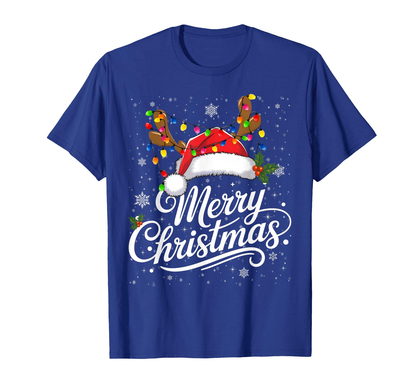 Merry Christmas Red Santa Hat Reindeer Family Xmas Men Women T-Shirt