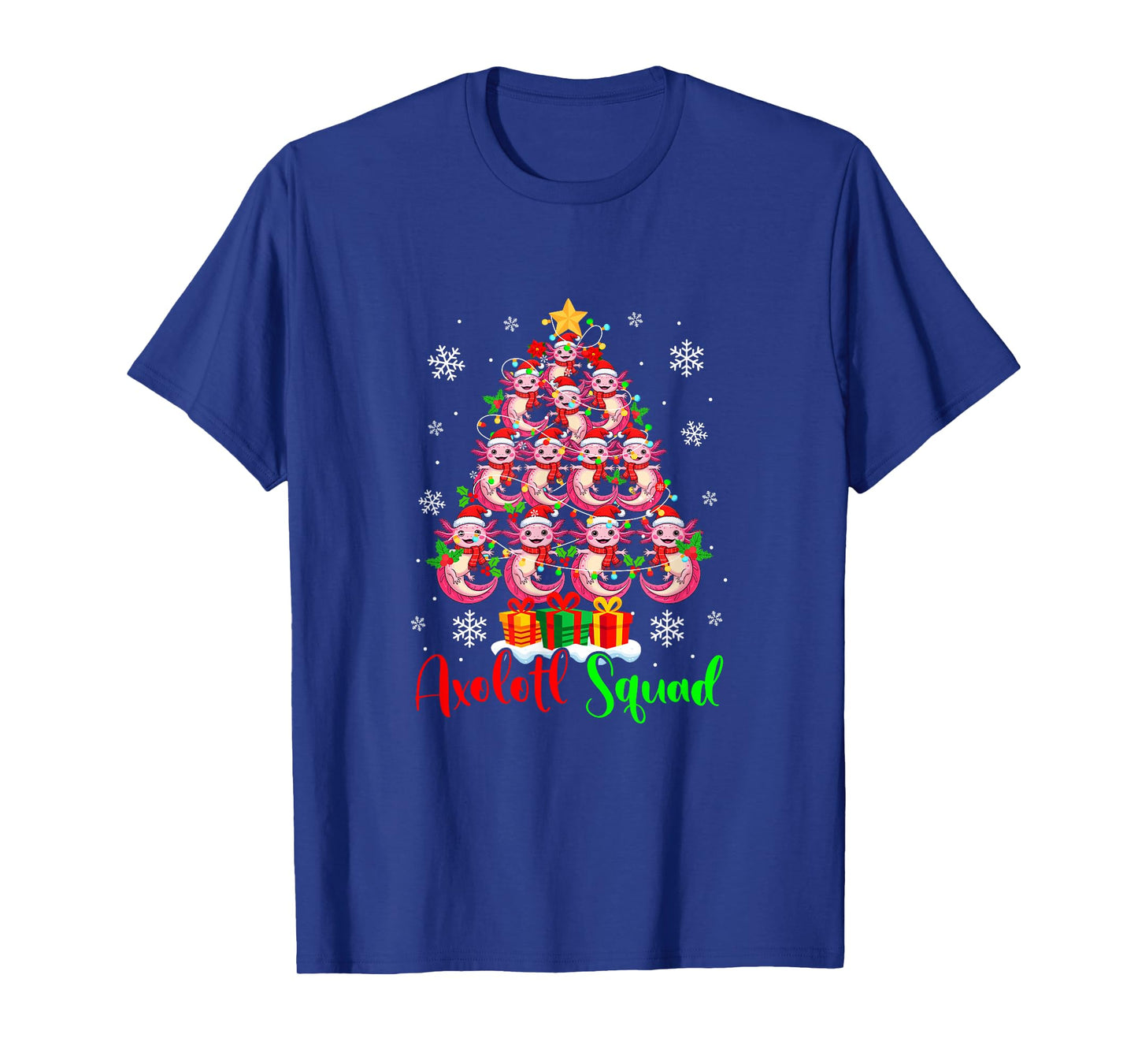 Axolotl Squad Group Santa Axolotls As Colorful Xmas Tree T-Shirt