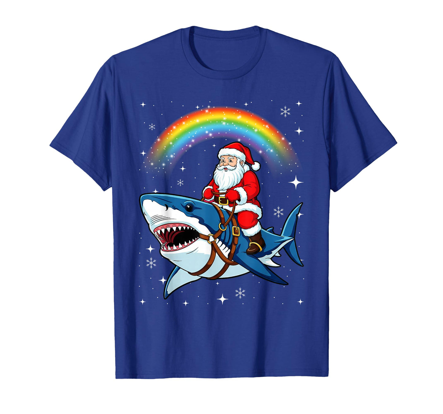 Santa Claus Riding Shark Christmas Boys Merry Sharkmas Xmas T-Shirt