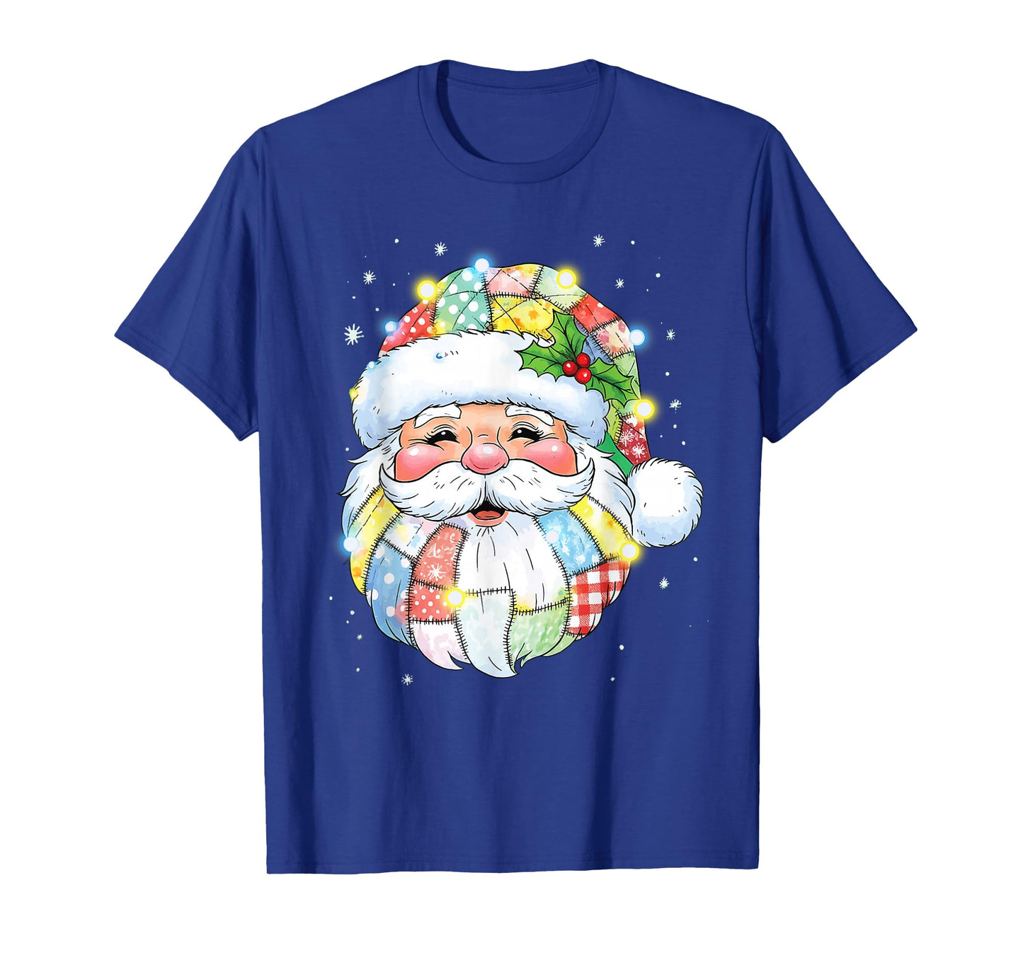 Merry Christmas Santa Claus Patchwork Pajamas Xmas Holiday T-Shirt