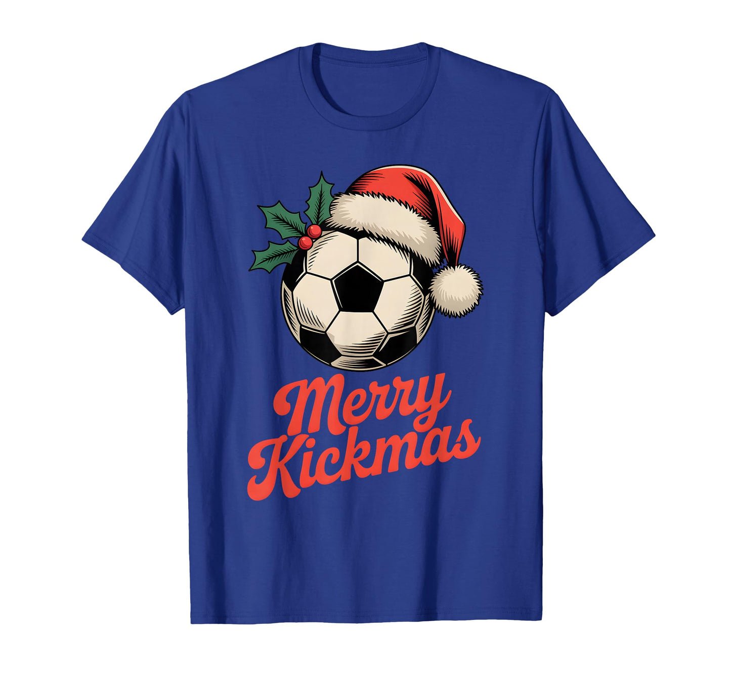 Merry Kickmas Christmas Funny Santa Soccer Ball Graphic T-Shirt