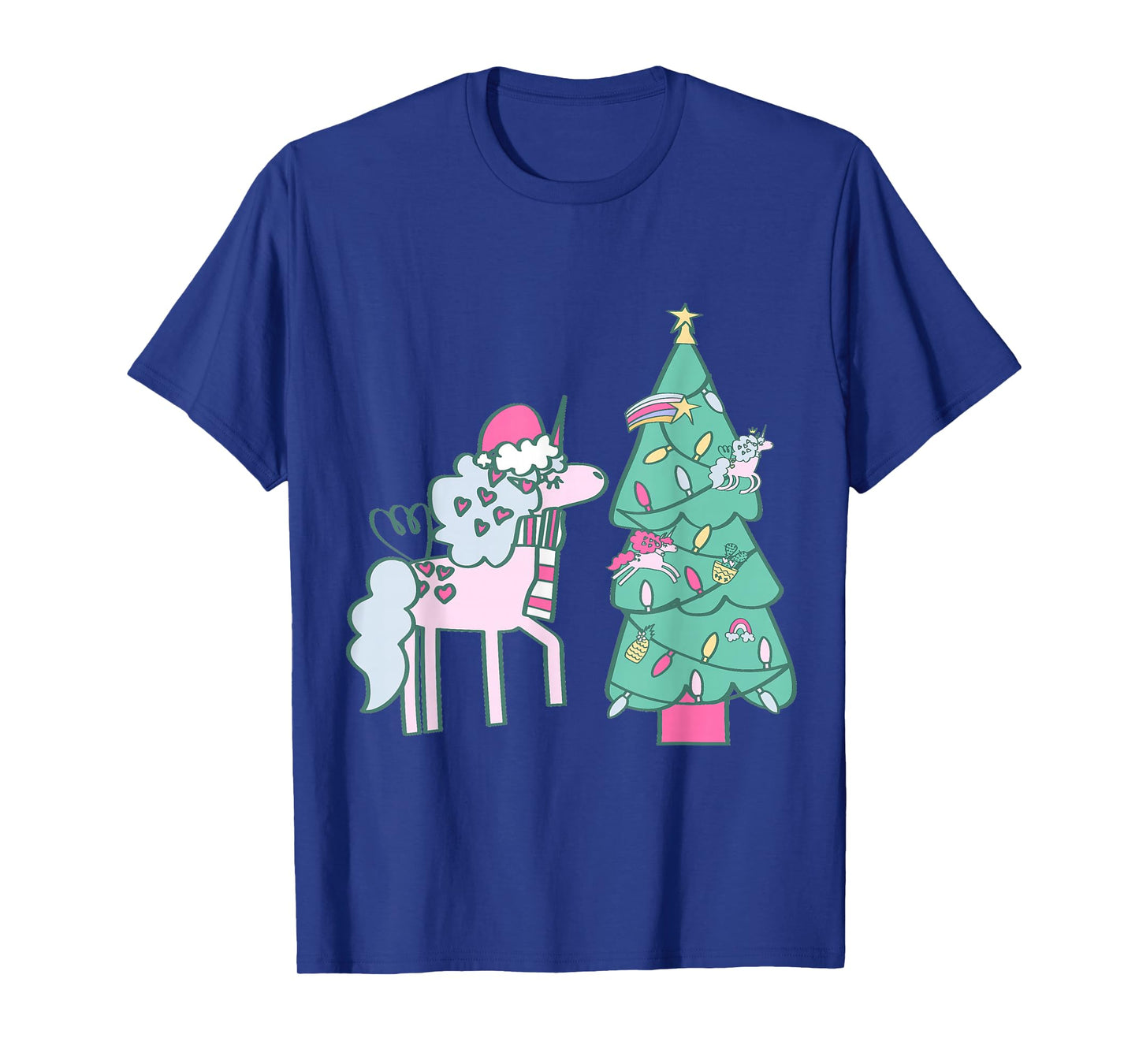 Christmas Unicorn Santa Whimsical Winter Doodle Hand Drawn T-Shirt