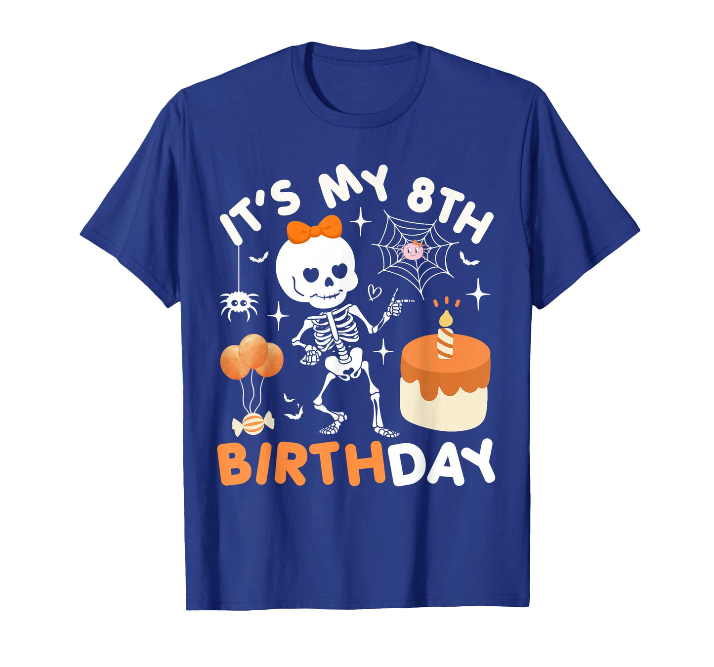 Its My 8th Birthday Funny Halloween Skeleton Birthday 8 Girl T-Shirt