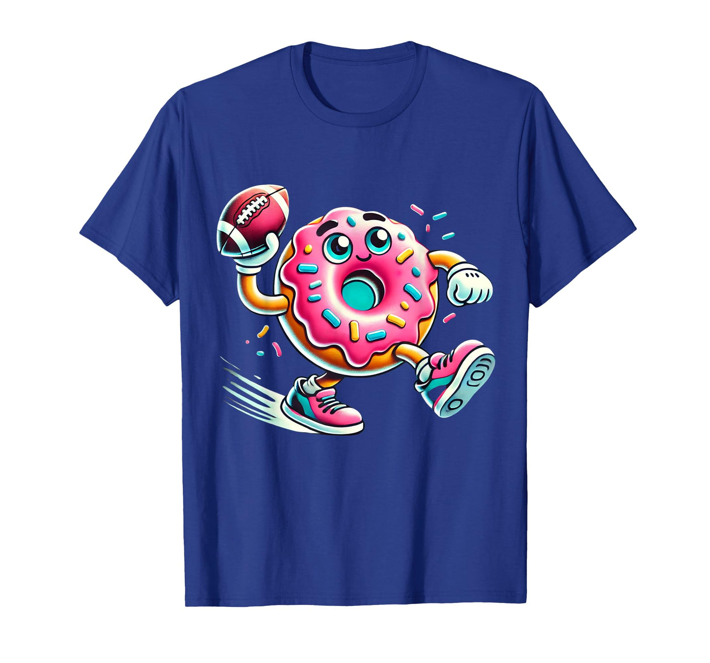 Funny Donut Playing Football Food Champ Sports Donut T-Shirt