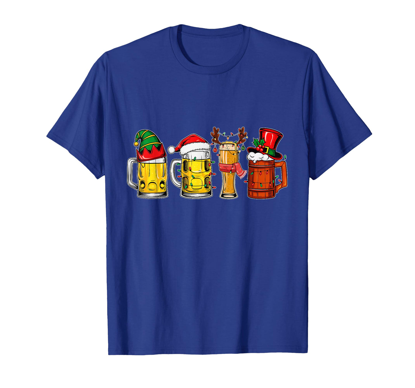 Funny Drinking Christmas Santa Beer Christmas Lights T-Shirt