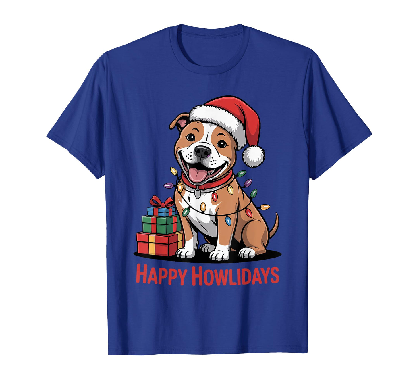 Cute Pitbull Christmas Design Funny Pittie Dog Lover Holiday T-Shirt