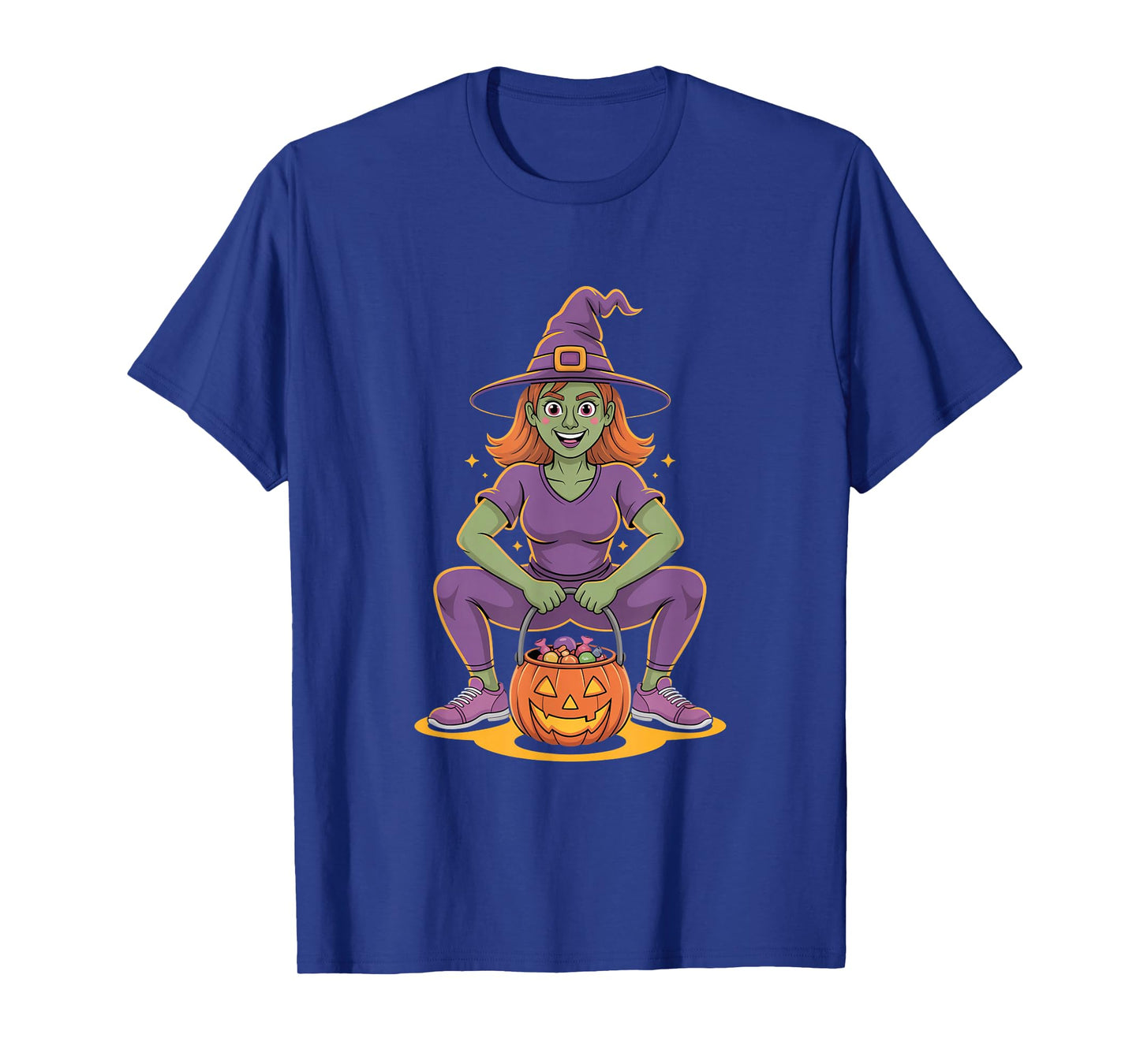 Halloween Fitness Witch Squat Pumpkin Candy T-Shirt
