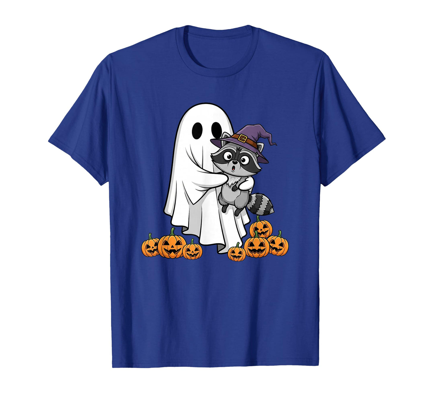 Funny Ghost Raccoon Pumpkin Halloween Kids Mens Womens T-Shirt