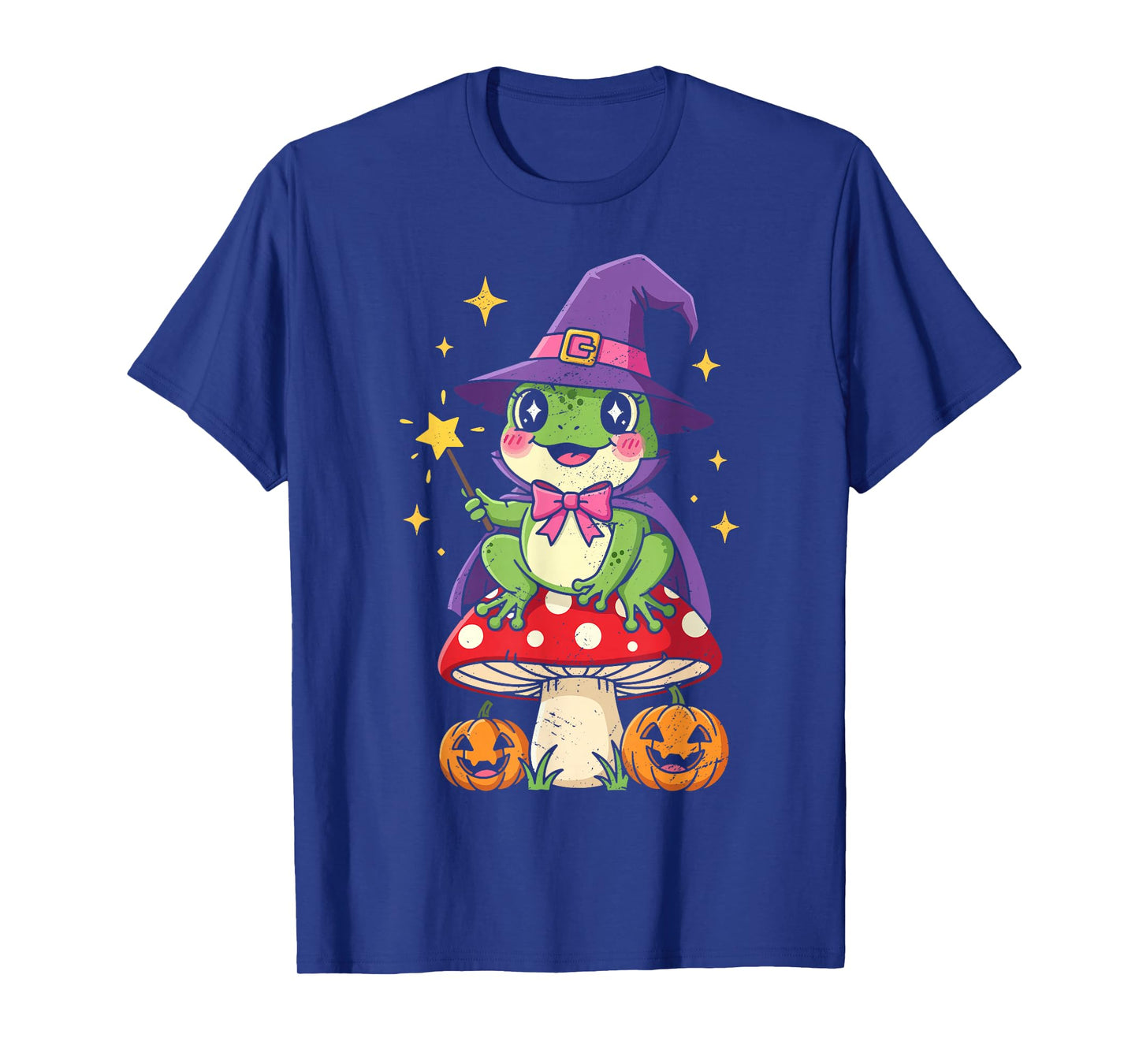 Halloween Cute Witch Frog On Mushroom Pumpkin T-Shirt