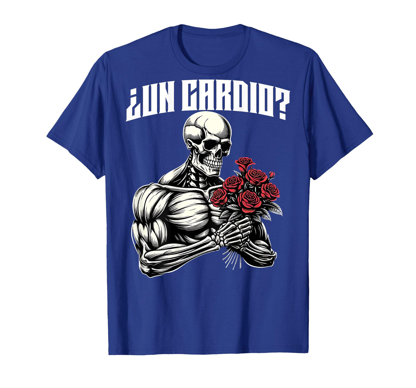 Un cardio? Espalda. Calaca con flores rosas, calacas gym T-Shirt