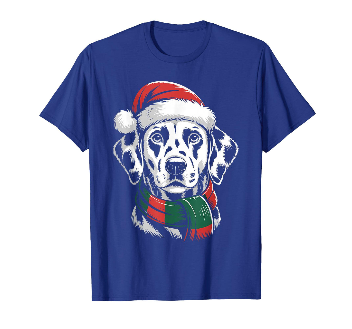 Dalmatian Dog Xmas Santa Hat Scarf Christmas Costume T-Shirt
