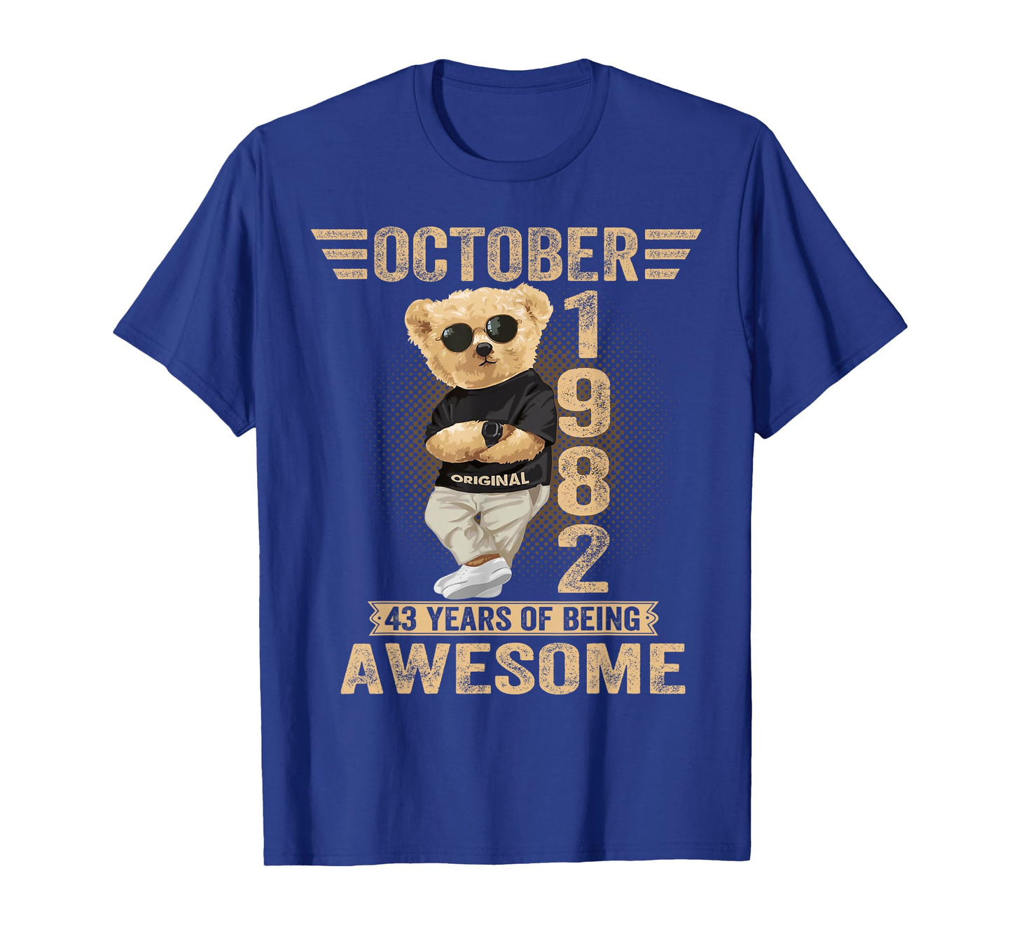 October 43rd Birthday Men Women 1982 Awesome Teddy Bear T-Shirt