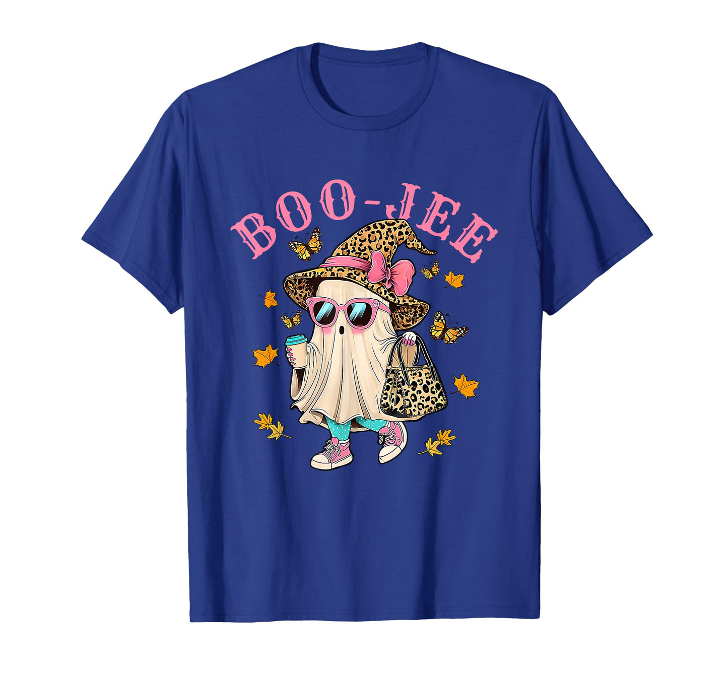 Coquette Leopard Ghost Coffee Boo-JEE Halloween Boujee Fall T-Shirt