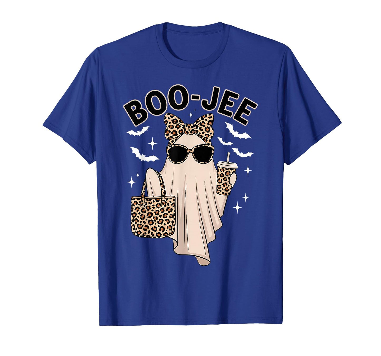 Coquette Leopard Ghost Coffee Boo-JEE Halloween Boujee Ghost T-Shirt