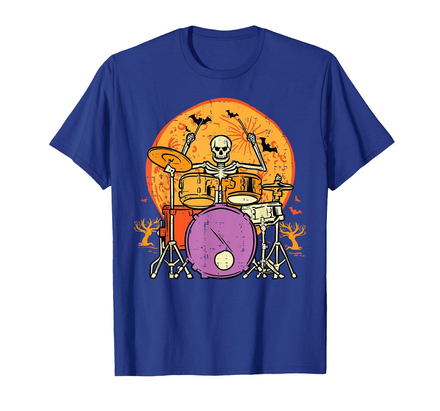Halloween Skeleton Drummer Costume Rock Rocker Men Boys Kids T-Shirt