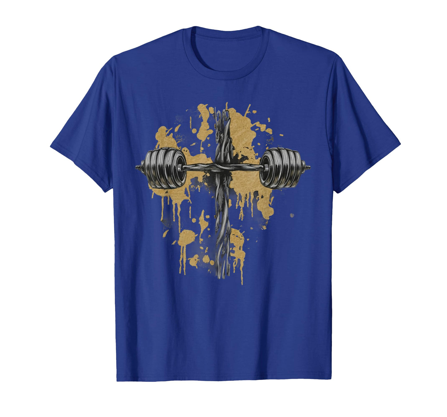 Barbell Cross Funny Christian Gym Jesus Weight Lifting God T-Shirt, Small, Black