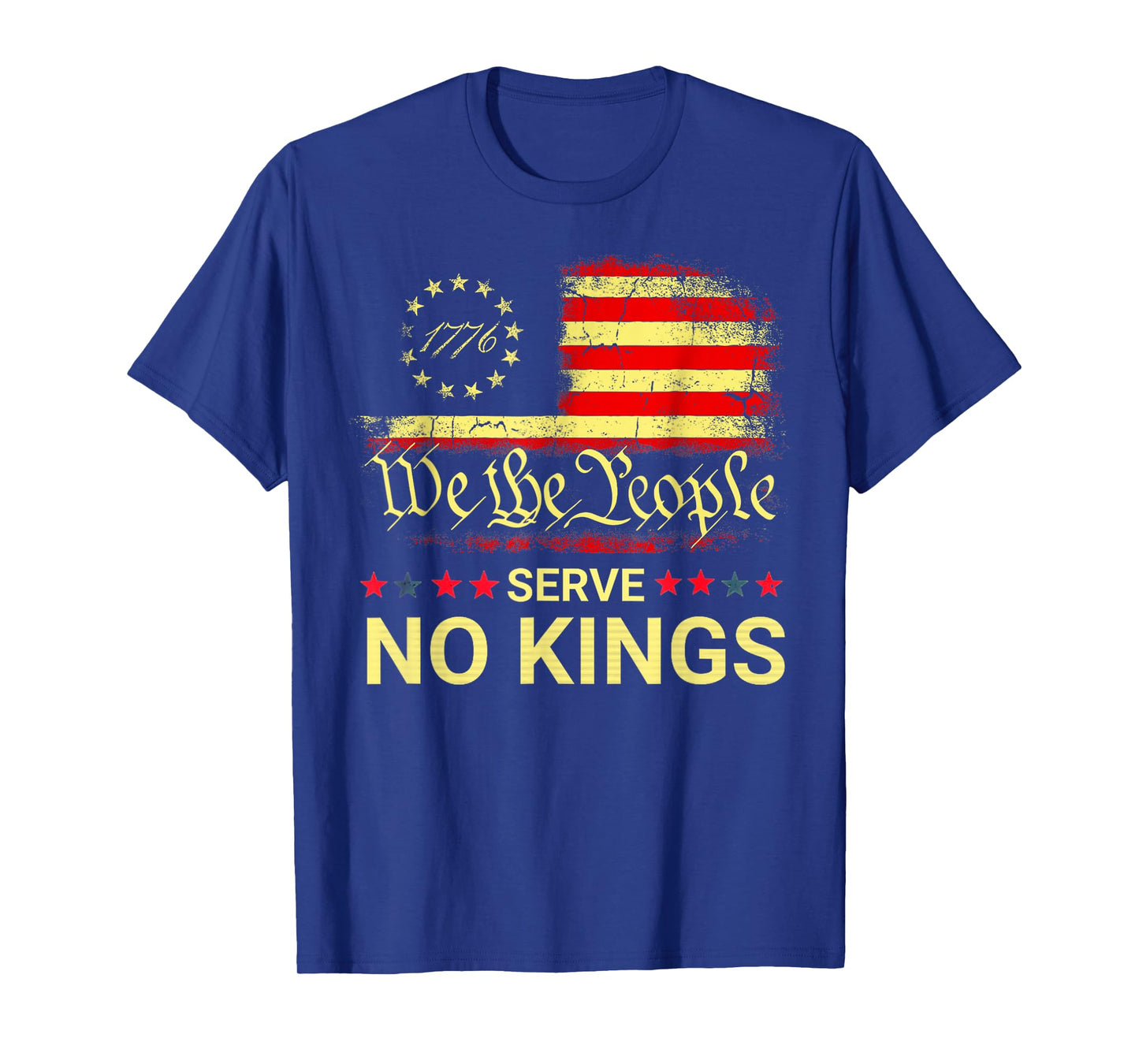 No Kings in America Since 1776 Distressed USA Flag Vintage T-Shirt