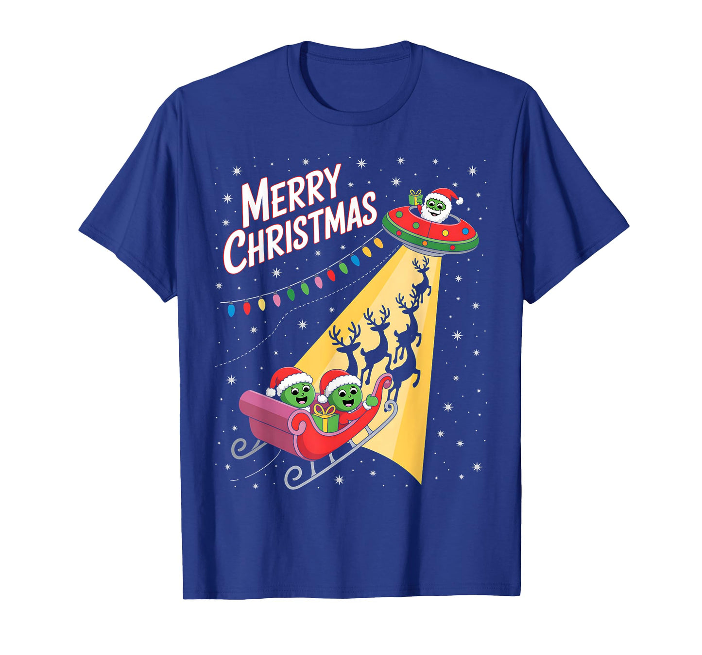 Funny Alien Trio Merry Ugly Christmas Santa Hat Gifts Xmas T-Shirt
