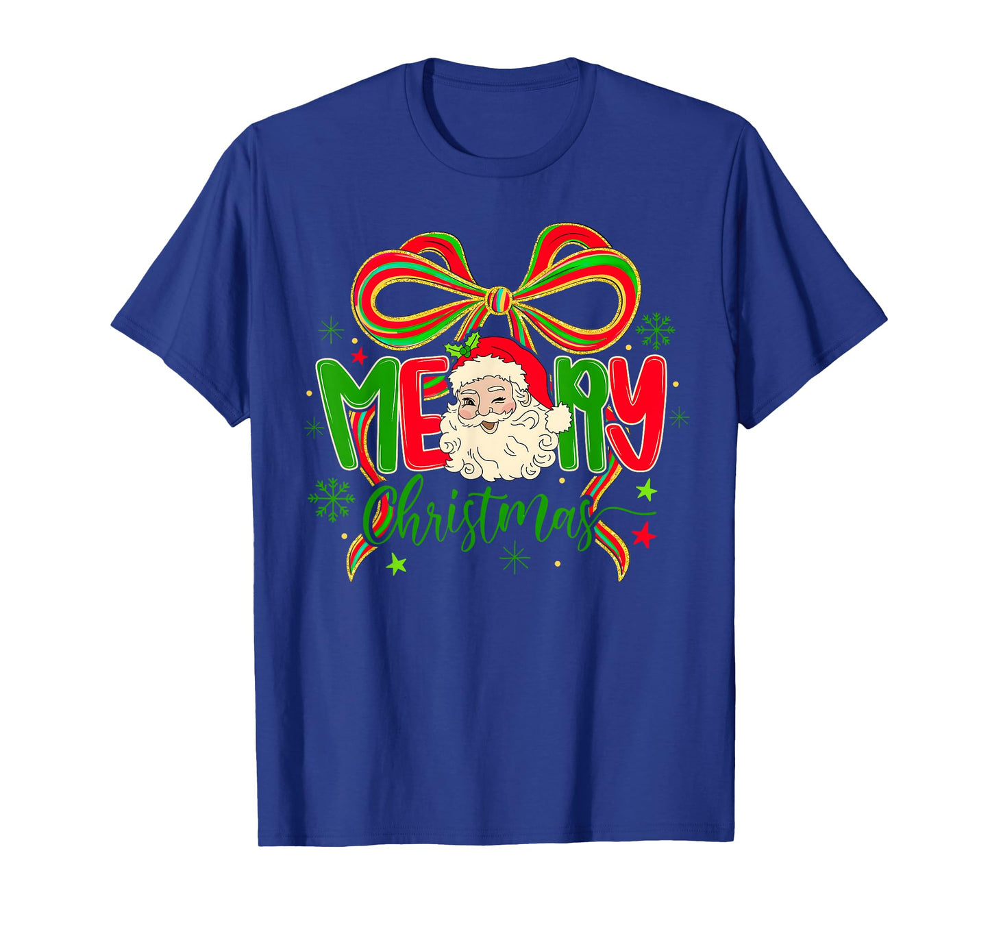 Merry Christmas Santa Coquette Bow Women Xmas Pajamas T-Shirt