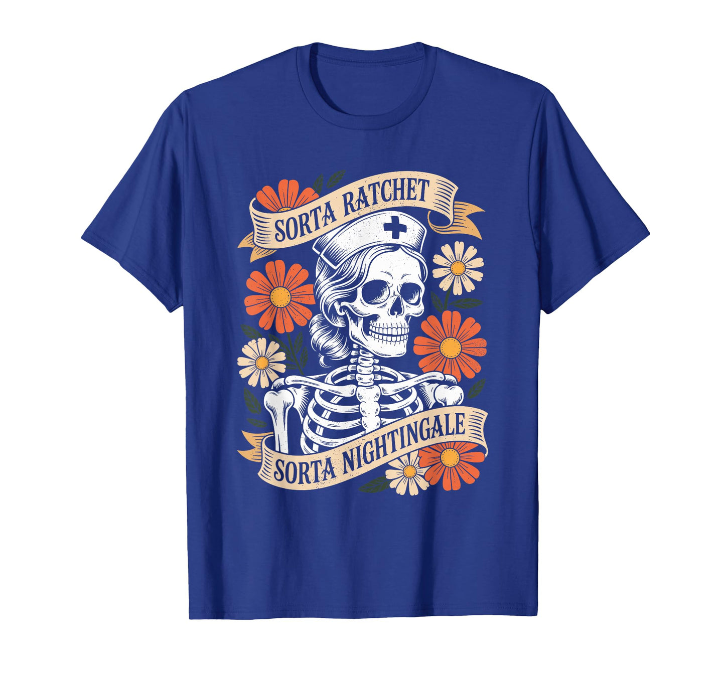 Nurse Sorta Ratchet Sorta Nightingale Skeleton Halloween T-Shirt