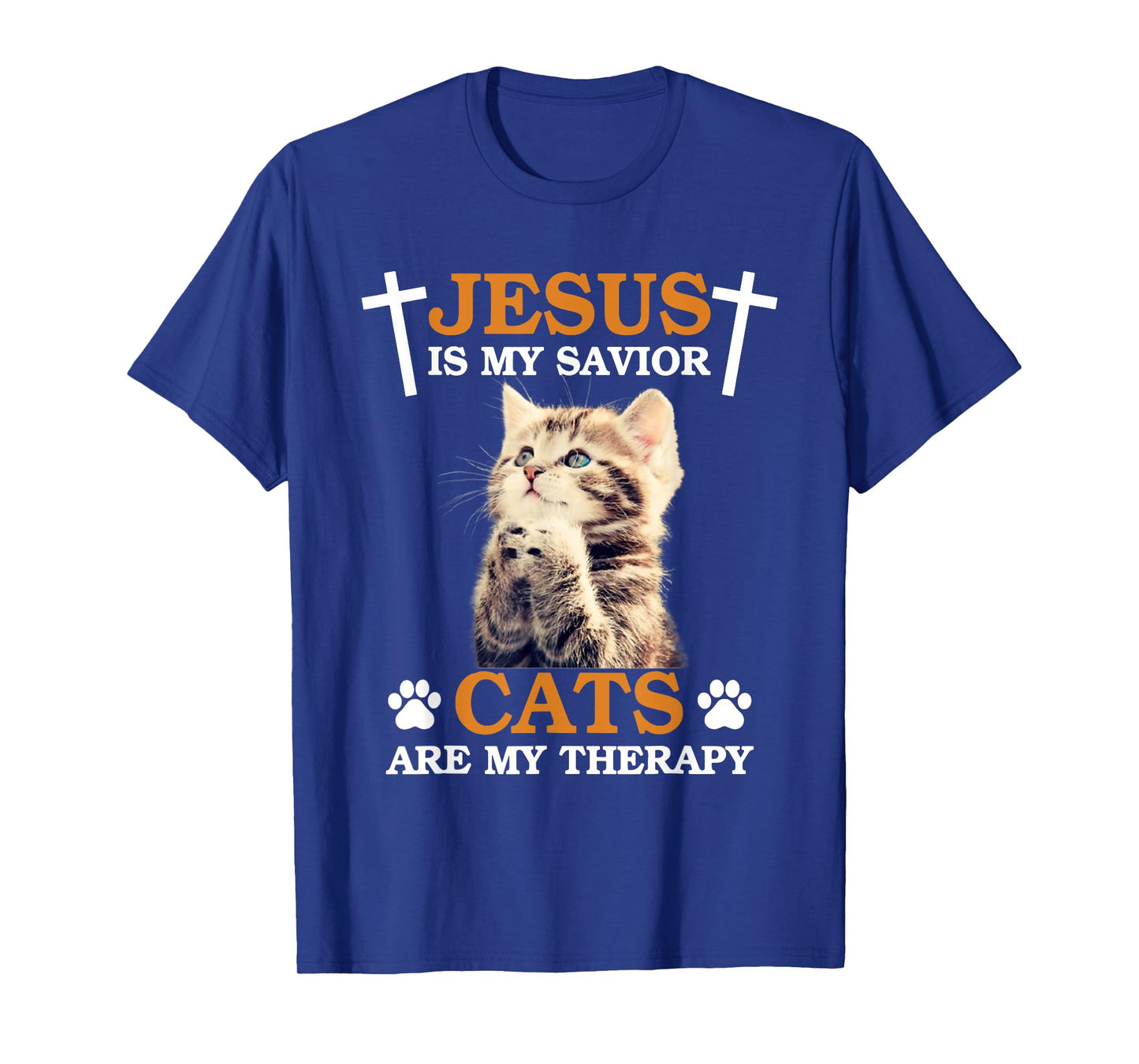 Jesus is My Savior Cat are My Therapy Christians Cat Lover Men Women T-Shirt