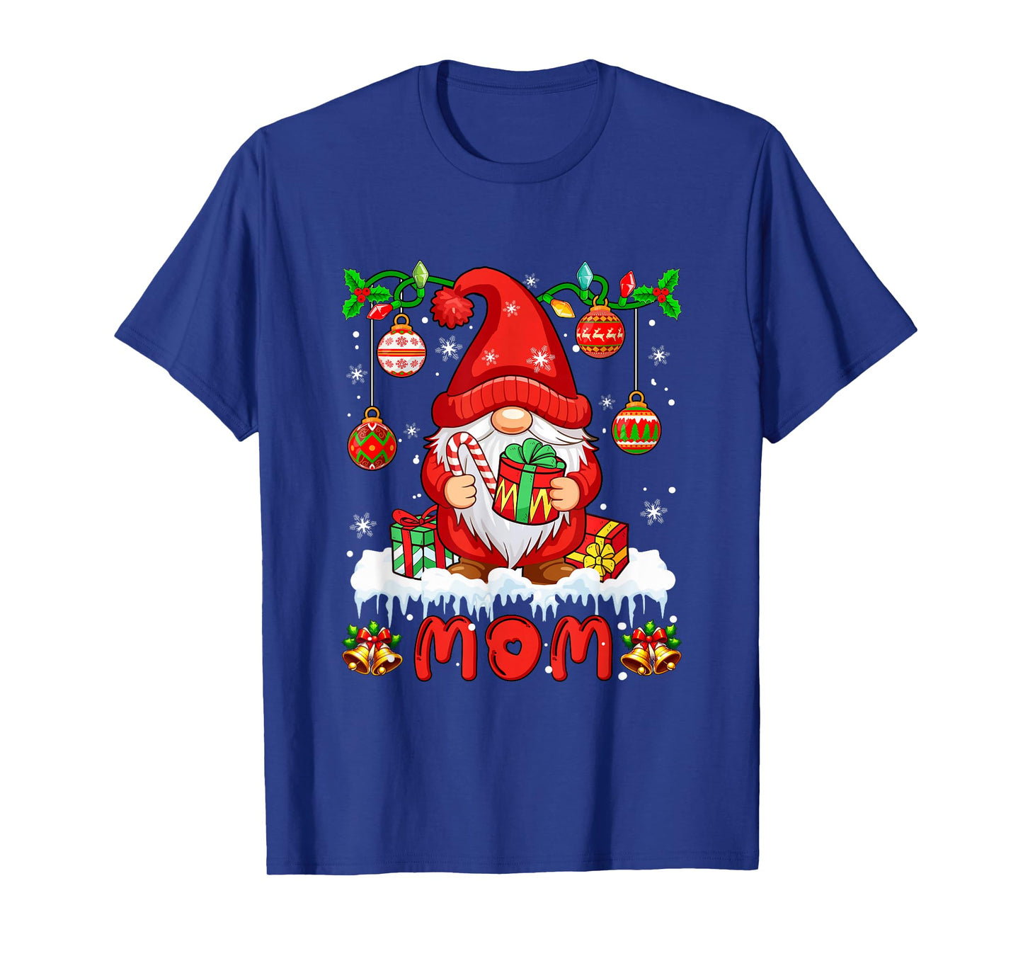 Mom Christmas Gnome Colorful Lights Matching Family Group T-Shirt