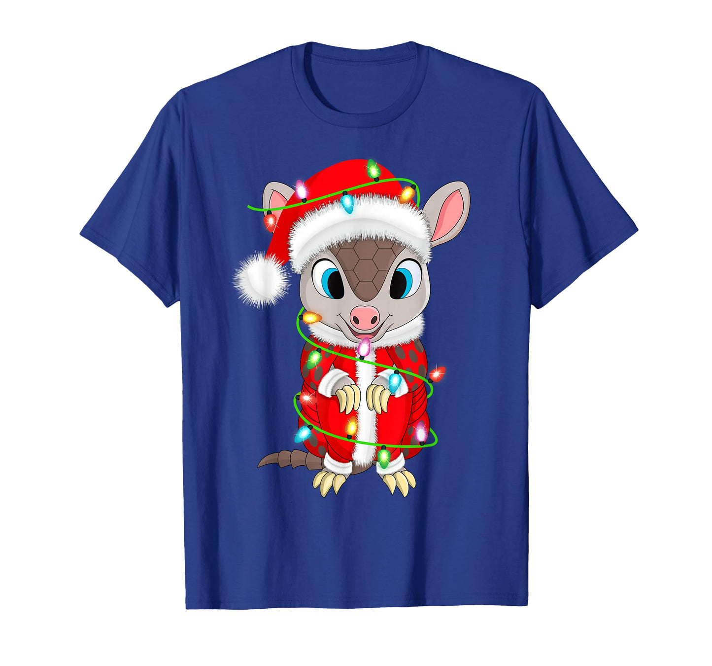 Armadillo Christmas Lights Santa Costume Cute Animal Xmas T-Shirt