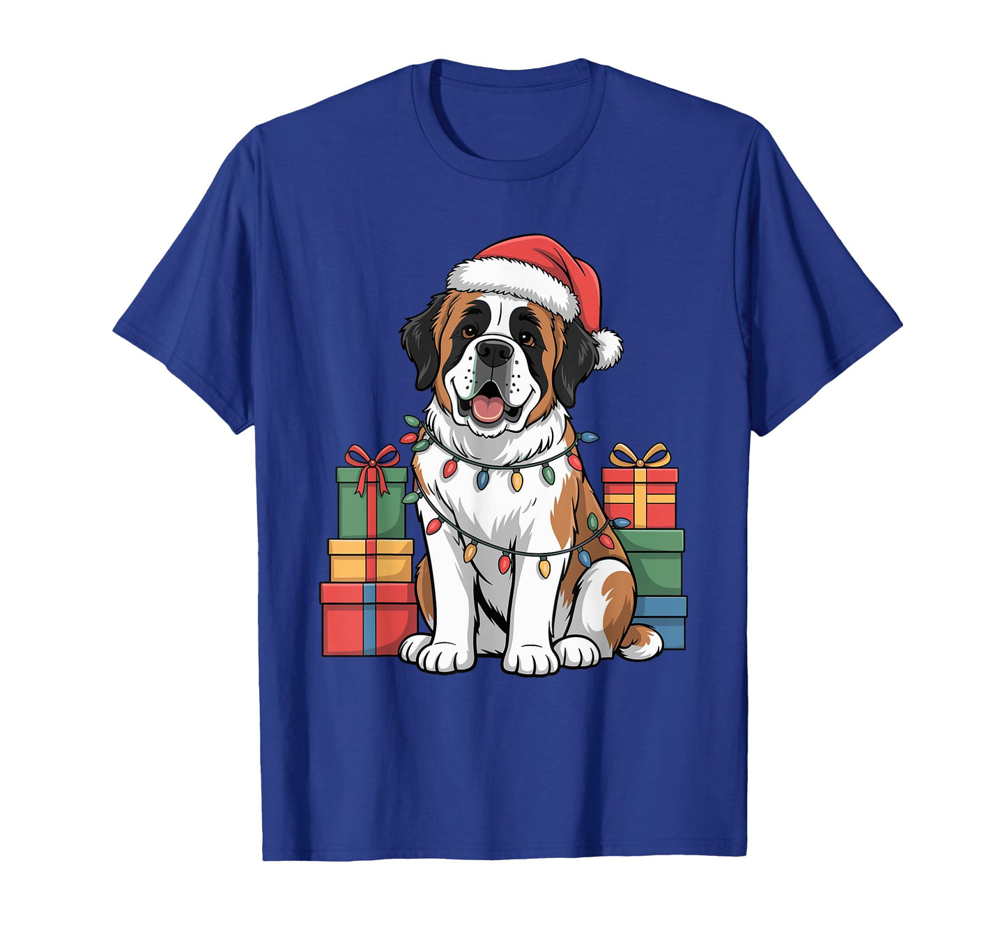 Cute Saint Bernard Christmas Design Funny Dog Lover Holiday T-Shirt
