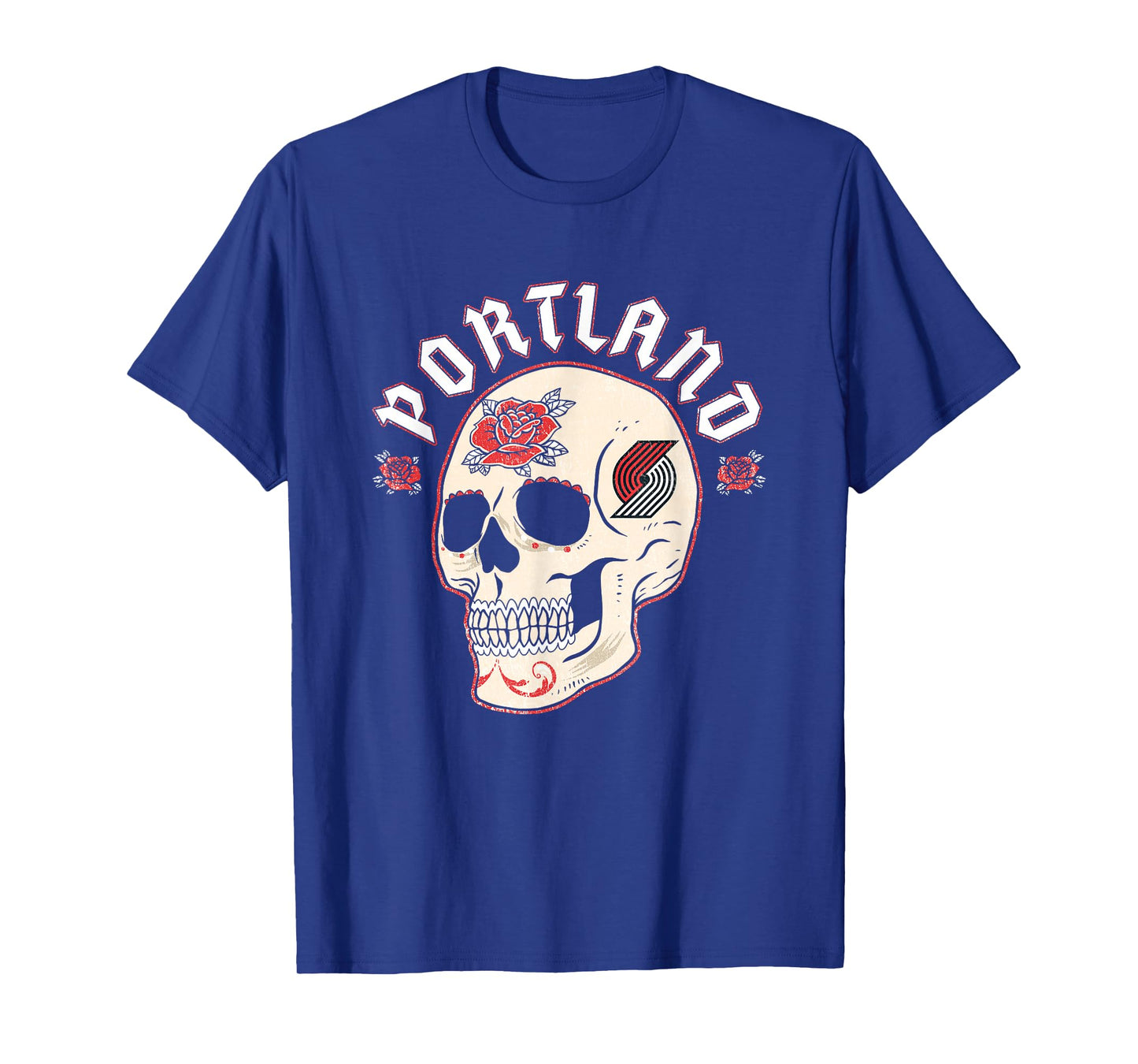 NBA Portland Trail Blazers Halloween Floral Skull T-Shirt