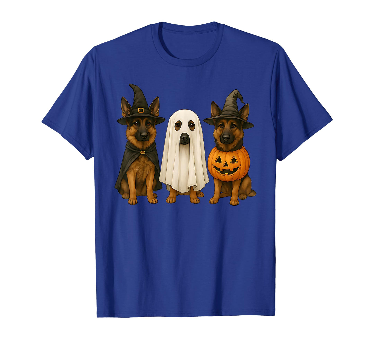 German Shepherd Halloween Dog Witch Ghost Pumpkin T-Shirt