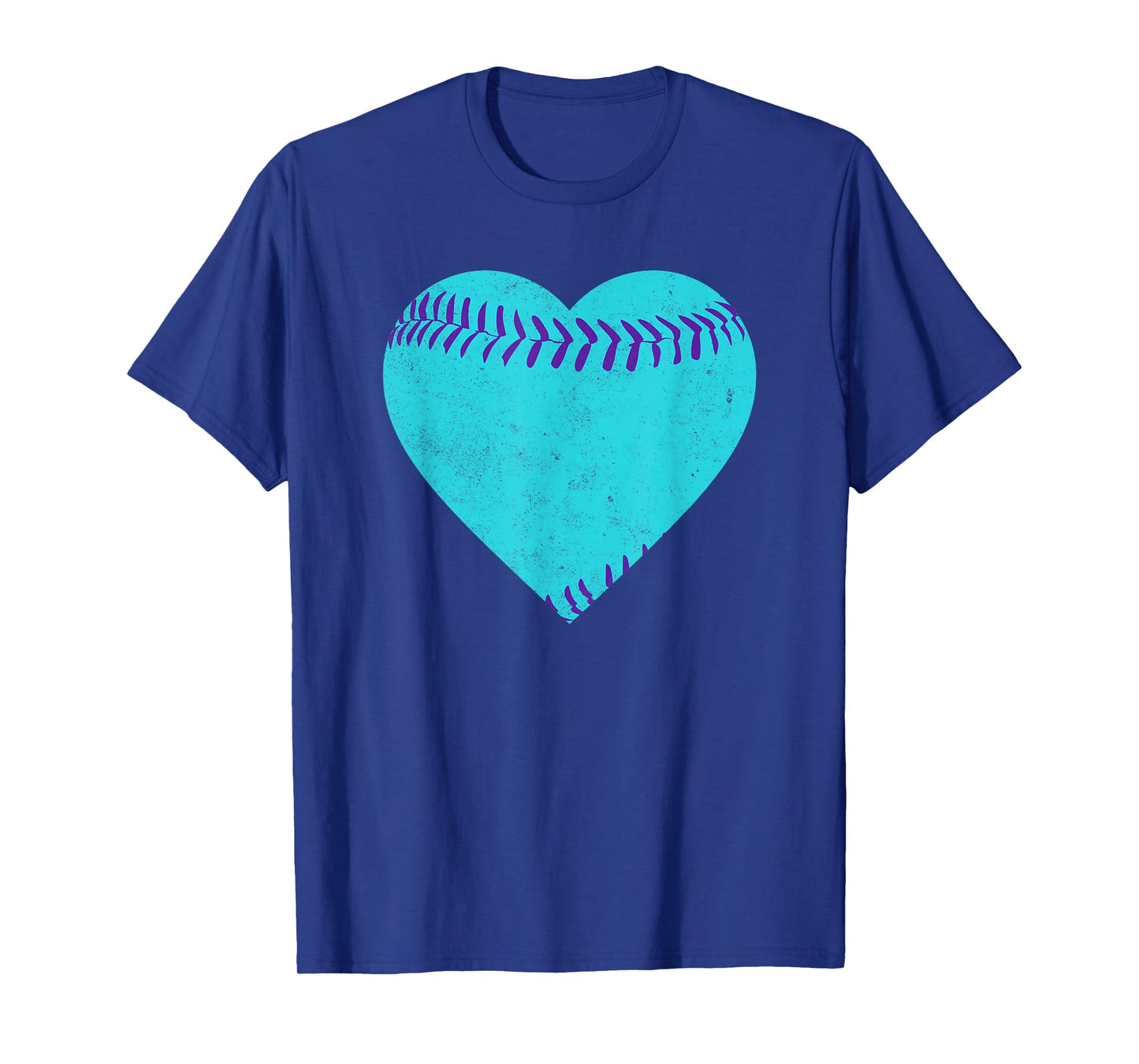 Vintage Teal and Purple Baseball Heart T-Shirt