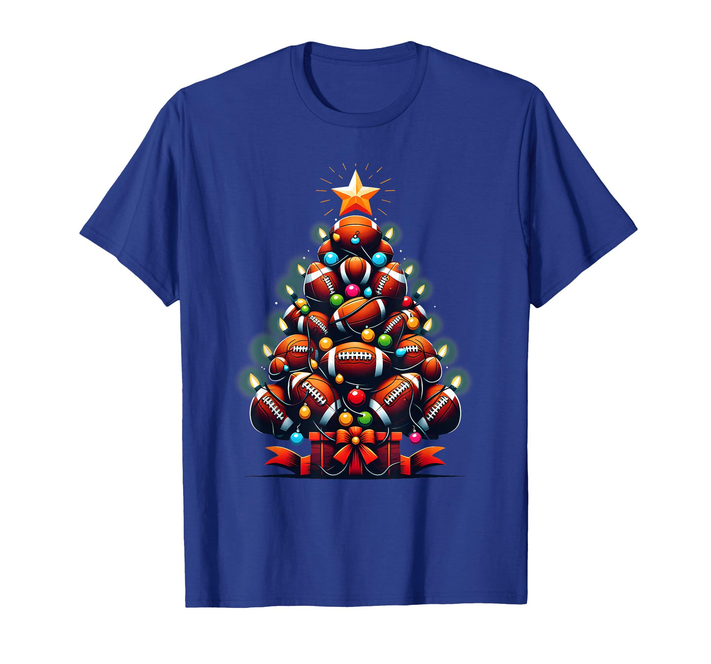 American Football Christmas Tree Xmas Pajamas Player Coach T-Shirt