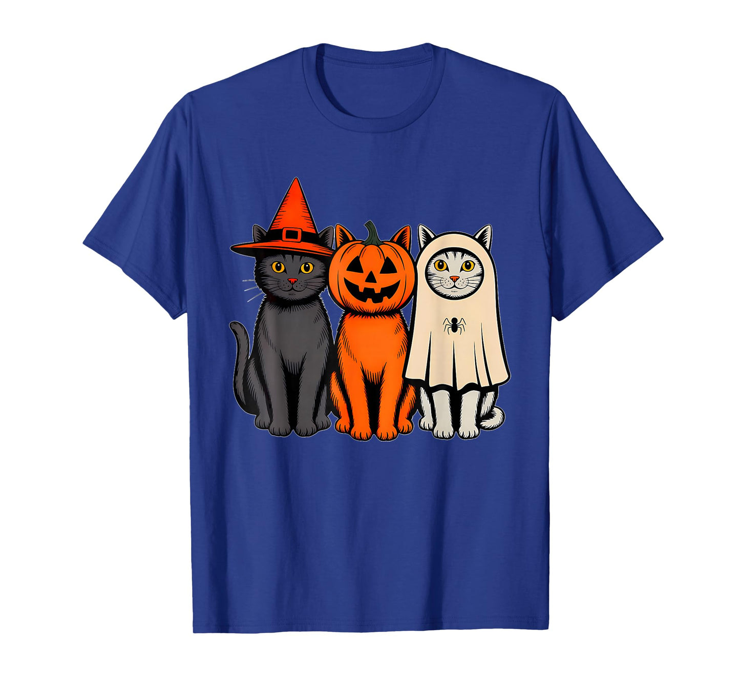 Funny Vintage Black Cat Halloween Pumpkin Spooky Ghost Women T-Shirt