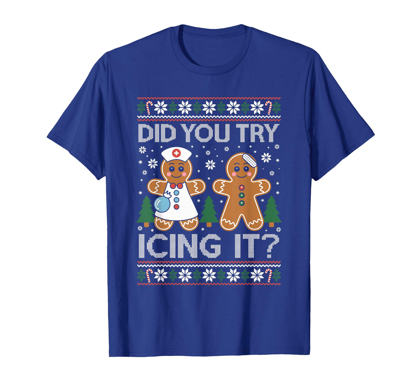 Did You Try Icing It Retro Christmas Gingerbread Nurse Squad T-Shirt