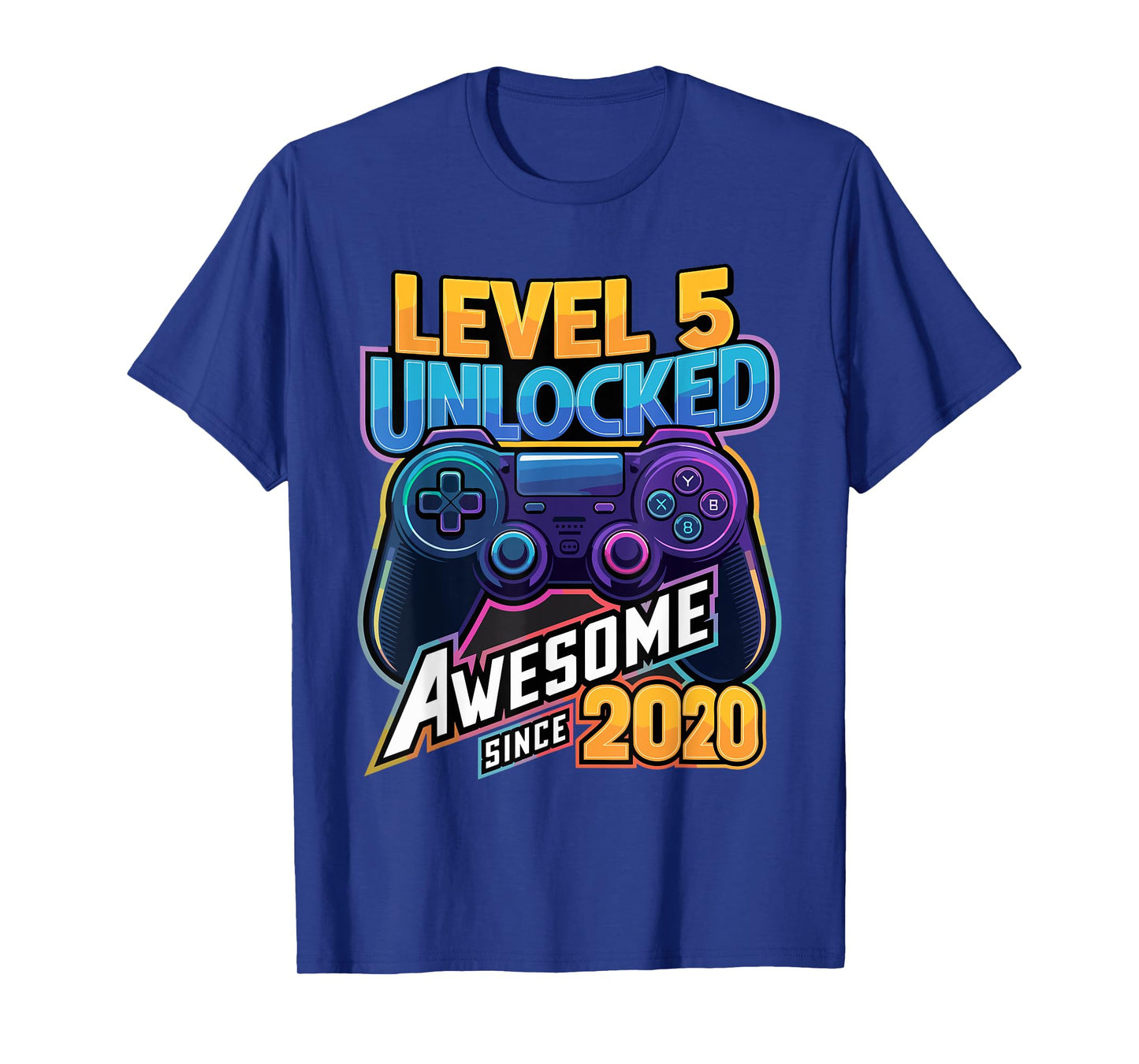 Level 5 Unlocked Awesome Since 2020 5th Birthday Gaming T-Shirt