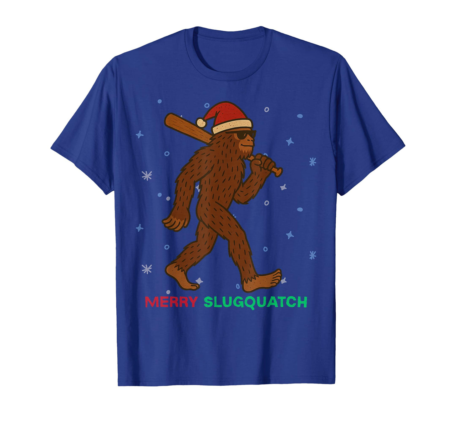 Sasquatch Playing Baseball Xmas Holiday Funny Christmas T-Shirt